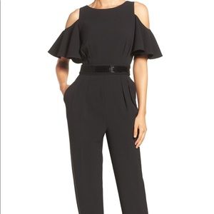 Eliza J black cold shoulder jumpsuit 10P
